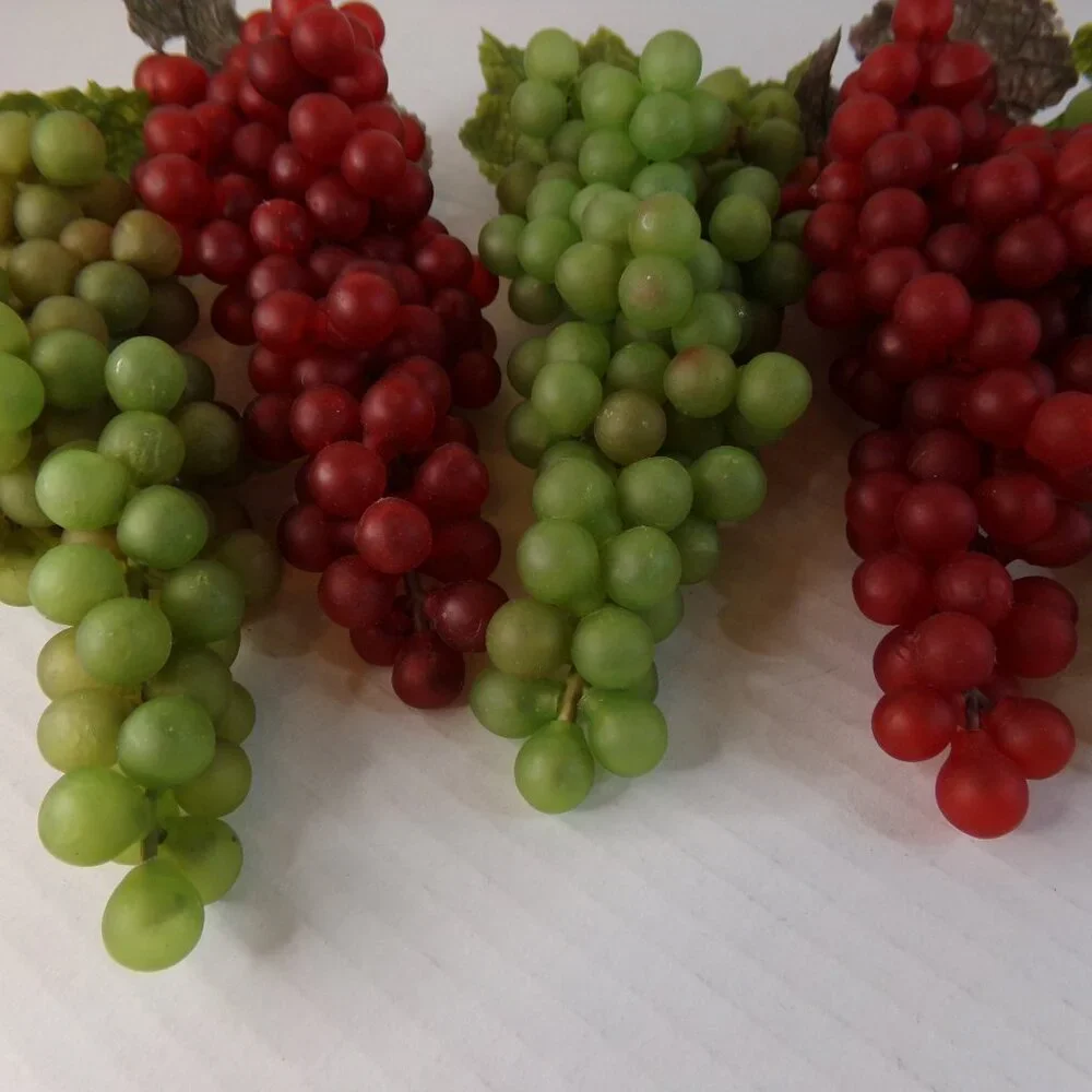 Plastic Rubber Artificial Decorative Grapes 6 Bunches Pods Faux